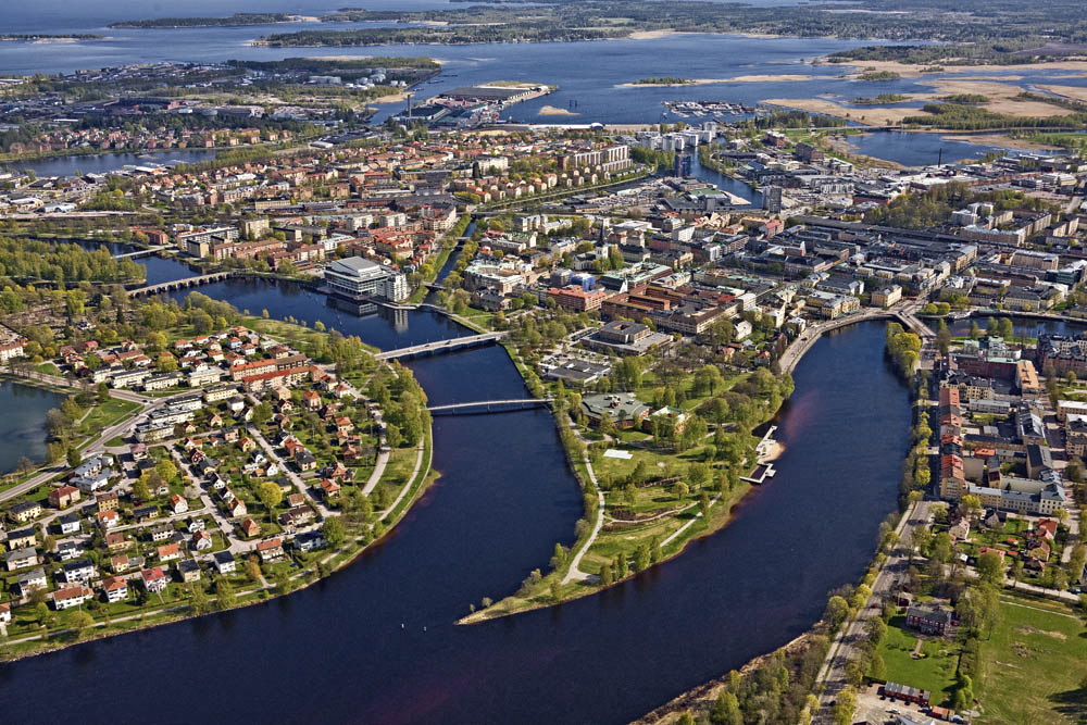 Flygbild över Karlstad.